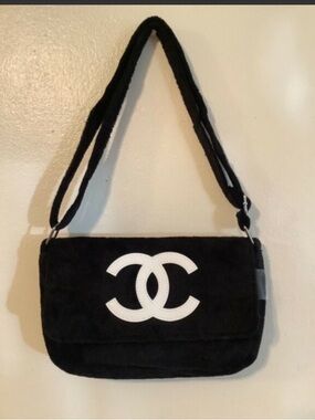 CHANEL Black Crossbody Bag with White CC Logo  VIP GWP